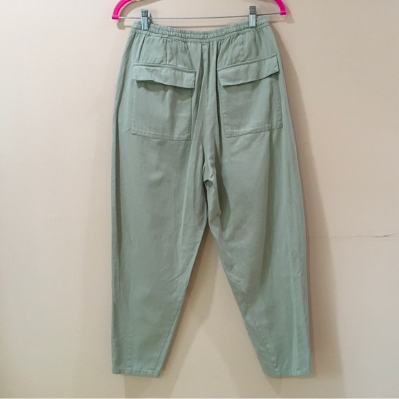 Zara pants drawstring ankle pull on green women small relex fit  new - Picture 8 of 9